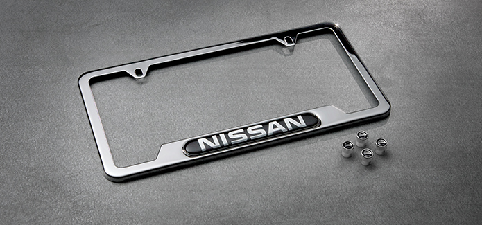 Nissan Chrome License Plate Frame and Valve Stem Caps Package Nissan Chrome License Plate Frame and Valve Stem Caps Package